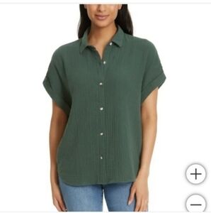 Jessica Simpson White Cuffed Sleeve Button Down Shirt